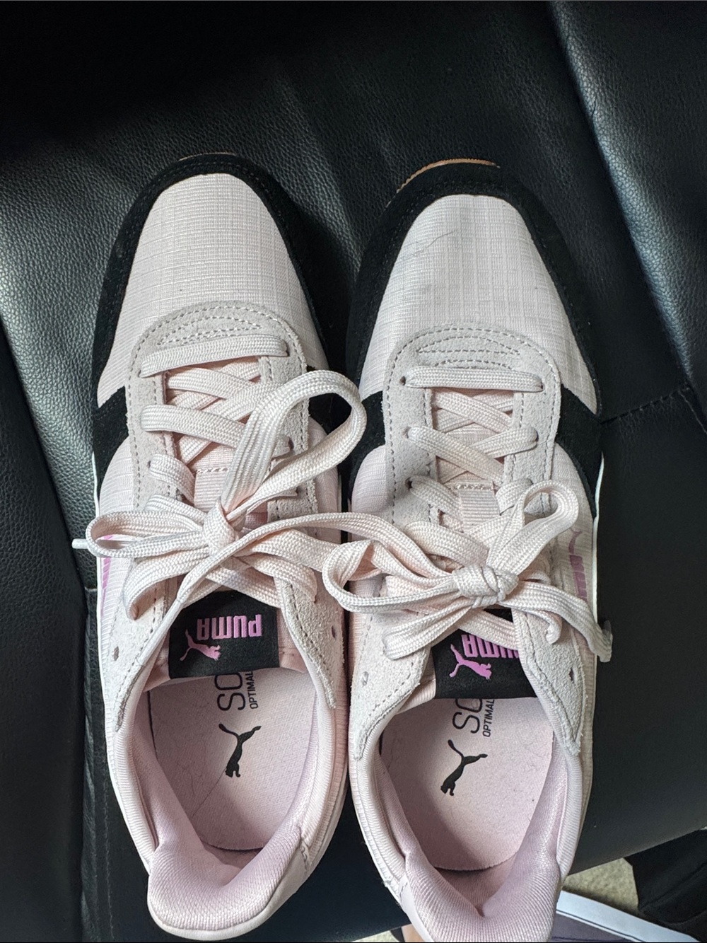 Puma Women’s Pale Pink and Black Retro Runner Sneakers - Picture 2 of 5